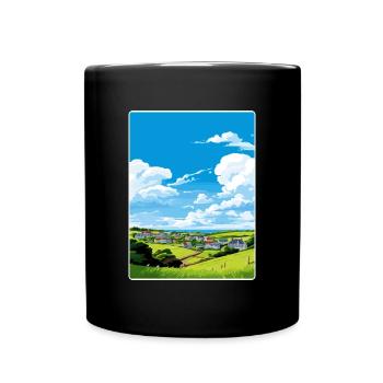 Crantock Cornwall England Travel Poster Souvenir - Full Colour Mug - black - Front