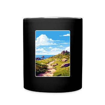 Lands End Cornwall England Travel Poster Souvenir - Full Colour Mug - black - Front