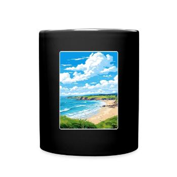 Maenporth Cornwall England Reiseposter Souvenir - Tasse einfarbig - Schwarz - Vorne