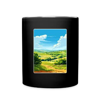 Camel Valley Cornwall England Travel Poster Card - Full Colour Mug - black - Front