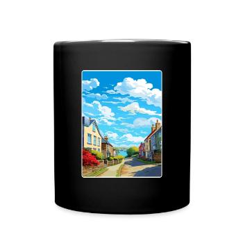 Charlestown, Cornwall, England, Reiseposterkarte - Tasse einfarbig - Schwarz - Vorne