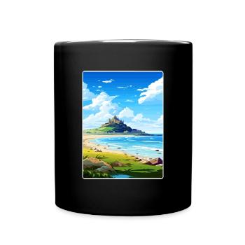 Marazion Cornwall England Travel Poster Souvenir - Full Colour Mug - black - Front