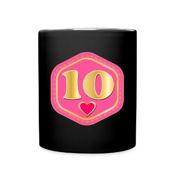 Number Ten - 10th Birthday Ten-Year-Old - Full Colour Mug - black - Front