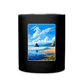 Cannon Beach Oregon Affiche de voyage vintage souvenir - Mug uni - noir - Devant