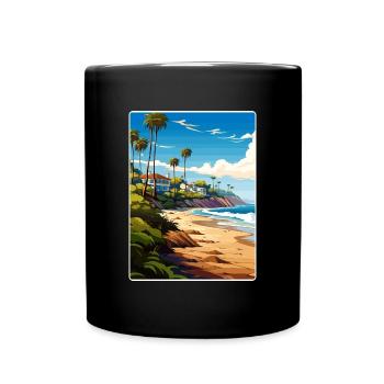 Malibu Kalifornien Reise Poster Souvenir Farbe WPA - Tasse einfarbig - Schwarz - Vorne