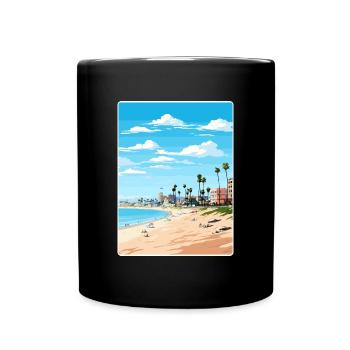 Manhattan Beach Californie Affiche de voyage souvenir - Mug uni - noir - Devant
