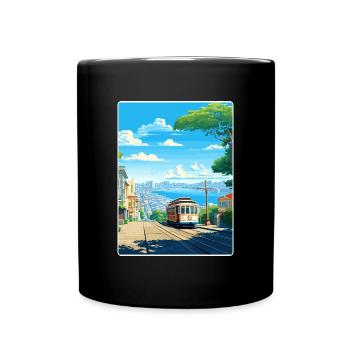 San Francisco Golden Gate Kalifornien Reiseposter - Tasse einfarbig - Schwarz - Vorne