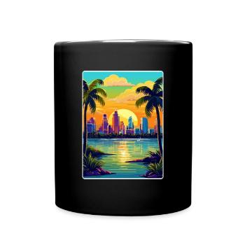 Miami Florida Travel Poster Souvenir Painting WPA - Full Colour Mug - black - Front