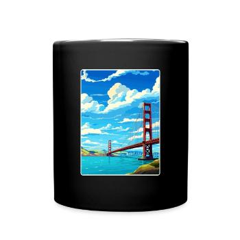 San Francisco Golden Gate California Travel Poster - Full Colour Mug - black - Front