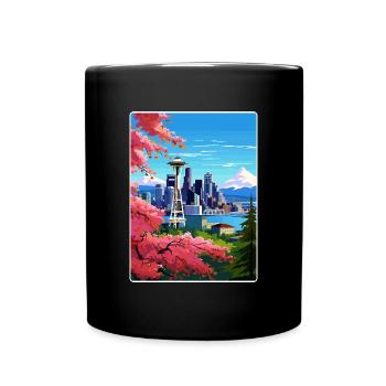 Seattle Washington DC Travel Poster Souvenir WPA - Full Colour Mug - black - Front
