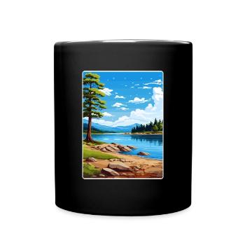 Big Bear Lake California Travel Poster Souvenir - Full Colour Mug - black - Front