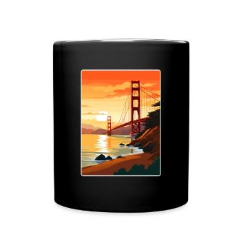 San Francisco Golden Gate California Travel Poster - Full Colour Mug - black - Front