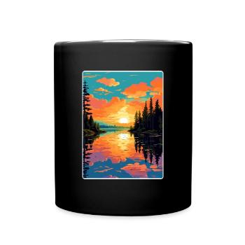 Lake Hubert Travel Poster Souvenir Postcard Paint - Full Colour Mug - black - Front