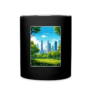 New York State Travel Poster Souvenir Painting WPA - Full Colour Mug - black - Front