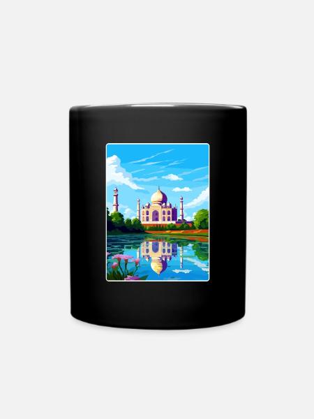 Taj Mahal Agro India Travel Poster Souvenir WPA - Full Colour Mug - black