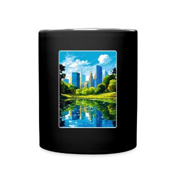 New York State Travel Poster Souvenir Painting WPA - Full Colour Mug - black - Front