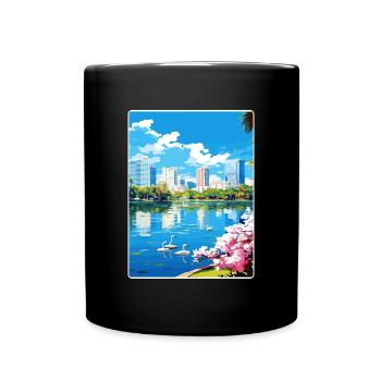 Orlando Beach Florida City Reiseposter Souvenir - Tasse einfarbig - Schwarz - Vorne