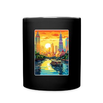 Bangkok Thailand Thai Reise Poster Souvenir WPA - Tasse einfarbig - Schwarz - Vorne