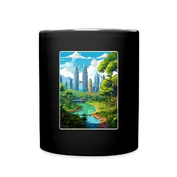 Kuala Lumpur Malaysia Reiseposter Souvenir WPA - Tasse einfarbig - Schwarz - Vorne