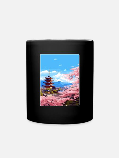 Kyoto Japan Travel Poster Souvenir Postcard Paint - Full Colour Mug - black