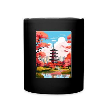 Japon Tokyo Voyage Affiche Souvenir Carte Postale Peinture - Mug uni - noir - Devant
