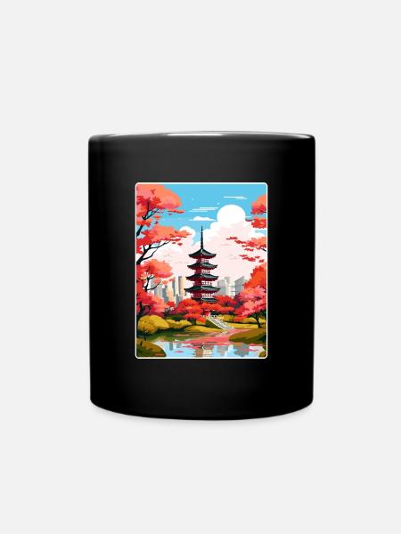 Japan Tokyo Travel Poster Souvenir Postcard Paint - Full Colour Mug - black