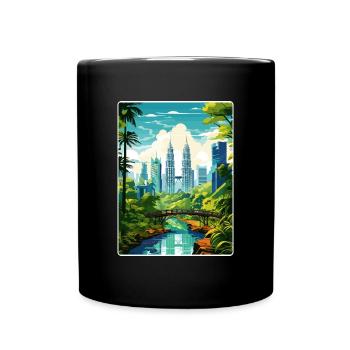 Kuala Lumpur Malaysia Reiseposter Souvenir WPA - Tasse einfarbig - Schwarz - Vorne