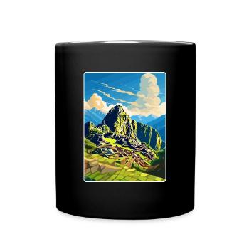 Machu Picchu Peru Reise Poster Souvenir Farbe WPA - Tasse einfarbig - Schwarz - Vorne