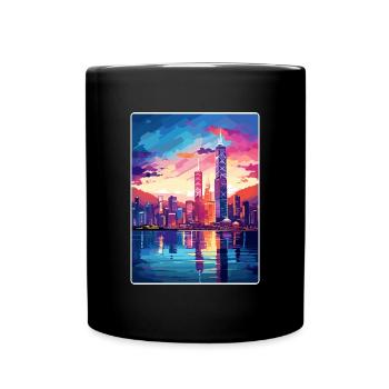 Hong Kong Chine Voyage Affiche Souvenir Peinture WPA - Mug uni - noir - Devant