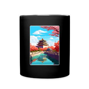 Beijing China Travel Poster Souvenir Painting WPA - Full Colour Mug - black - Front