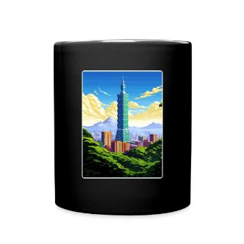 Taipei Taiwan Travel Poster Souvenir Painting WPA - Full Colour Mug - black - Front