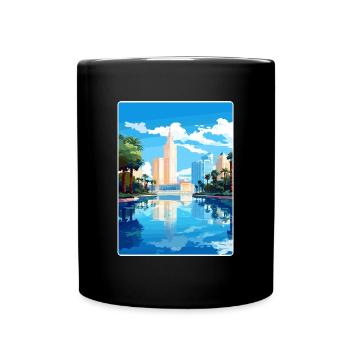 Macau China Travel Poster Souvenir Postcard Paint - Full Colour Mug - black - Front