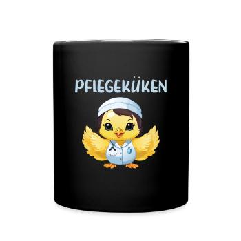 Krankenschwester Azubi Pflege Arzthelferin Küken - Tasse einfarbig - Schwarz - Vorne