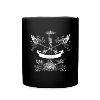 Zwillingsdrachen-Wappen Schild - Tasse einfarbig - Schwarz - Vorne
