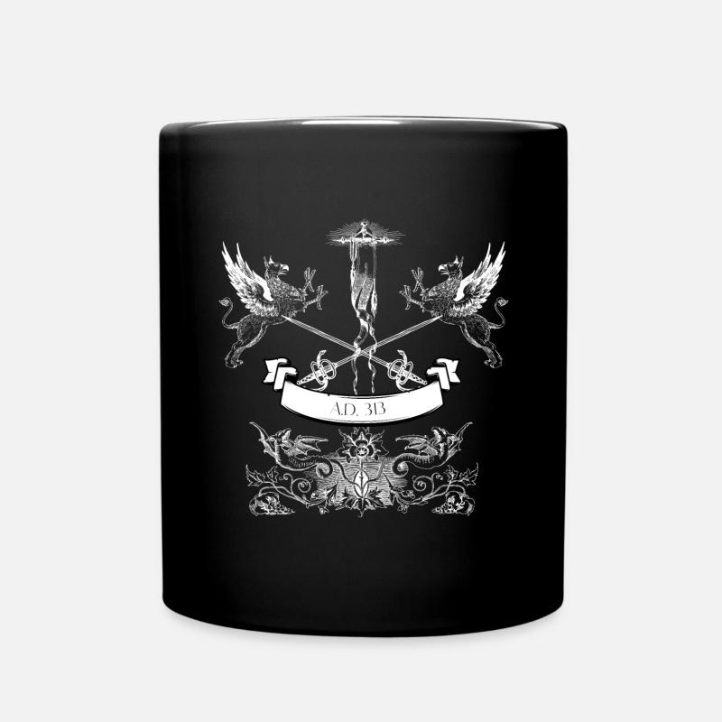 Zwillingsdrachen-Wappen Schild - Tasse einfarbig - Schwarz