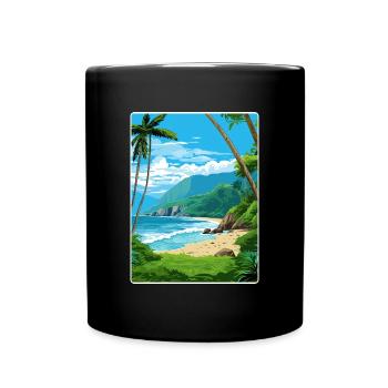 American Samoa National Park Travel Poster Card - Full Colour Mug - black - Front