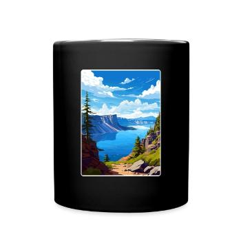 Crater Lake Nationalpark Reiseposter Souvenir - Tasse einfarbig - Schwarz - Vorne