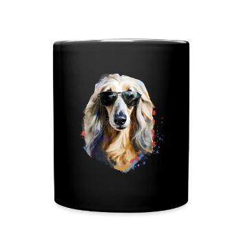 Lévrier afghan avec lunettes de soleil - Mug uni - noir - Devant