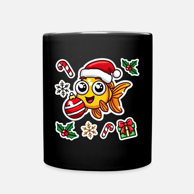 Goldfish Christmas Swim - Tasse einfarbig - Schwarz
