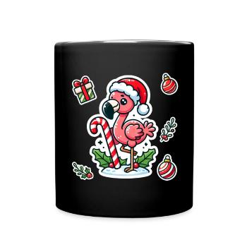 Festive Flamingo Fun - Tasse einfarbig - Schwarz - Vorne
