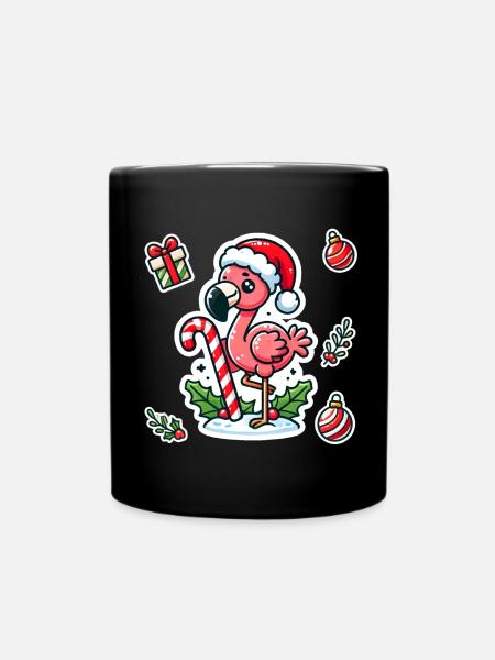 Festive Flamingo Fun - Full Colour Mug - black