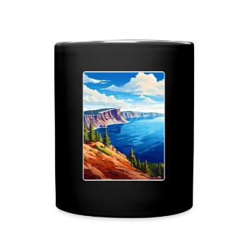 Affiche de voyage souvenir du parc national du lac Crater - Mug uni - noir - Devant