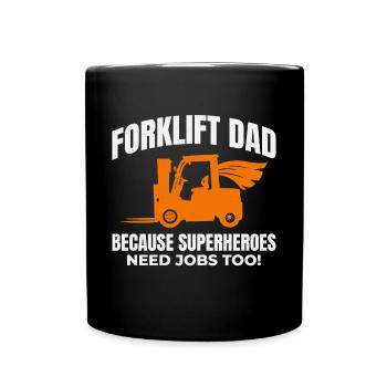 Gabelstapler Papa Schwermaschinen Fahrer Lustig - Tasse einfarbig - Schwarz - Vorne