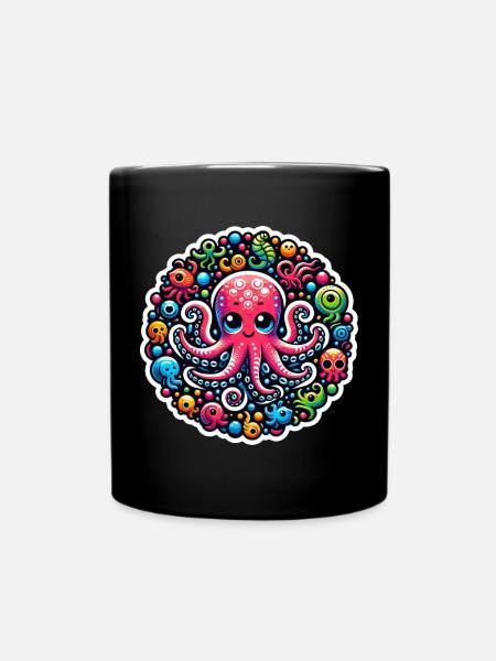 Krake Octopus Fische - Tasse einfarbig - Schwarz
