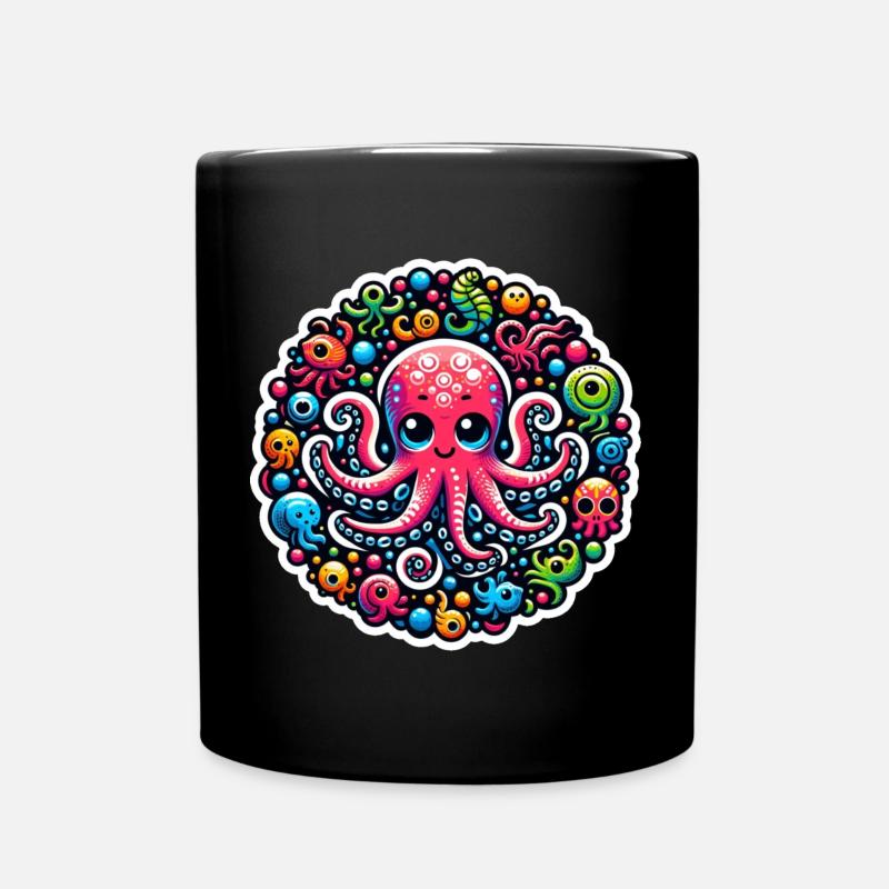 Krake Octopus Fische - Tasse einfarbig - Schwarz