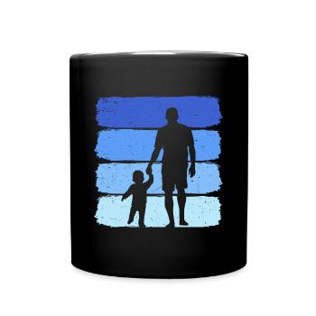 Vater mit Sohn retro papa und sohn - Tasse einfarbig - Schwarz - Vorne