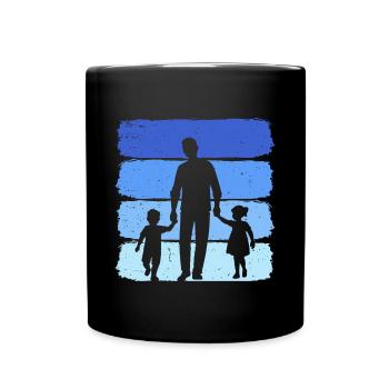 Vater mit Tochter und Sohn papa und tochter sohn - Tasse einfarbig - Schwarz - Vorne