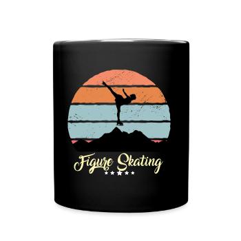 Eiskunstlauf Vintage Retro Sonnenuntergang Sport - Tasse einfarbig - Schwarz - Vorne