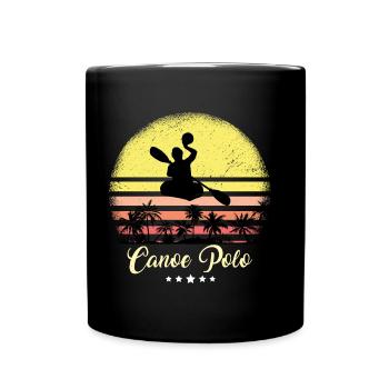 Kanu Polo Ruderer Vintage Retro Sonnenuntergang - Tasse einfarbig - Schwarz - Vorne