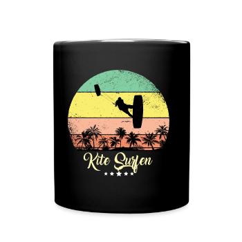 Kite Surfing Surfer Vintage Retro Sunset - Full Colour Mug - black - Front
